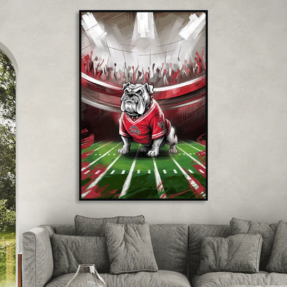 Fresno Bulldogs Game Day Sitting Room - Black Canvas Wall Art