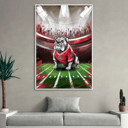 Fresno Bulldogs Game Day Living Room - White Canvas Wall Art