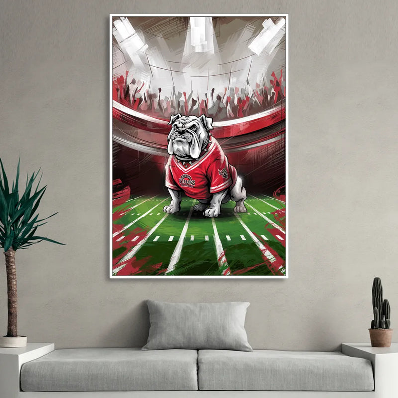 Fresno Bulldogs Game Day Living Room - White Canvas Wall Art
