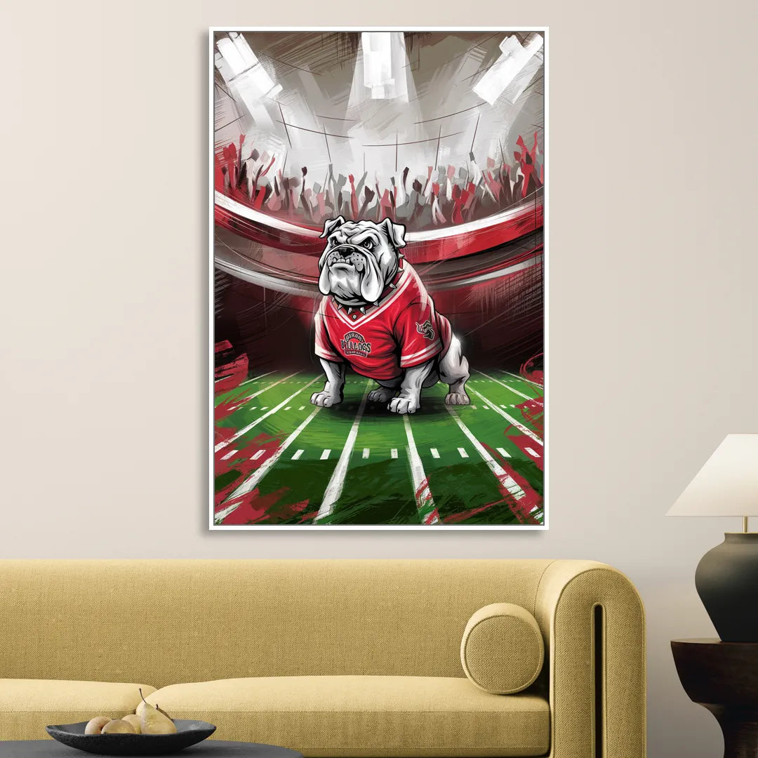 Fresno Bulldogs Game Day Sitting Room - White Canvas Wall Art