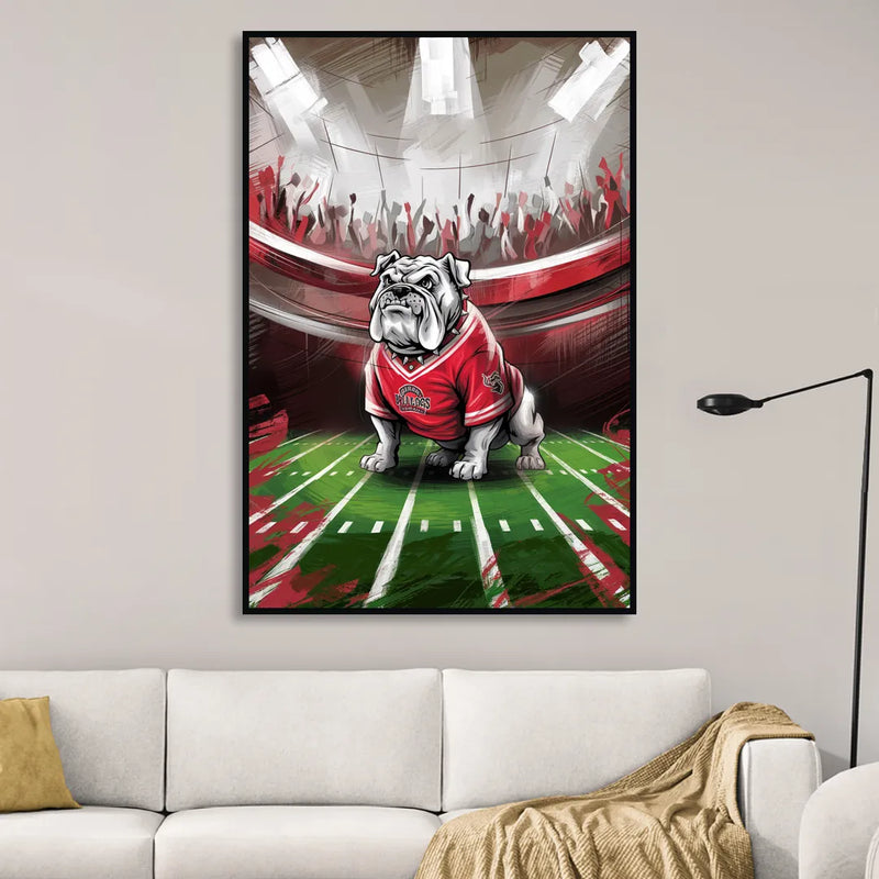 Fresno Bulldogs Game Day Living Room - Black Canvas Wall Art