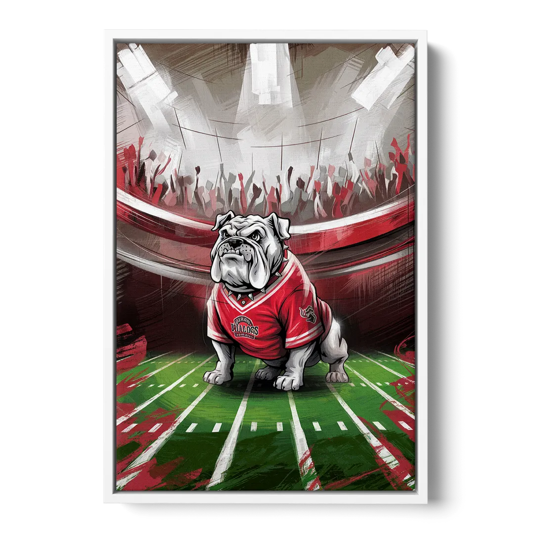 Fresno Bulldogs Game Day Front - White Canvas Wall Art