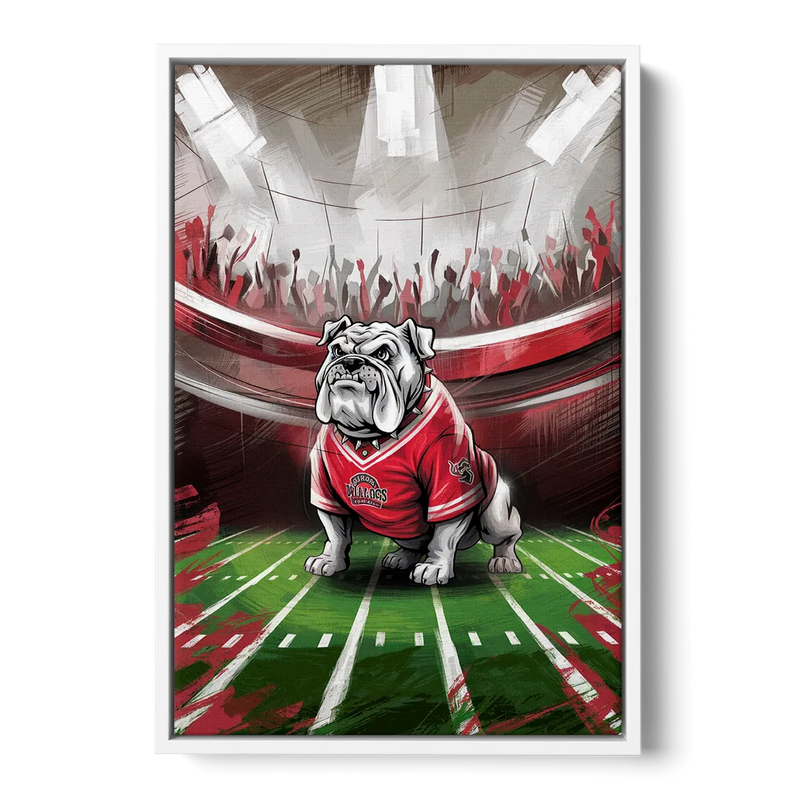 Fresno Bulldogs Game Day Front - White Canvas Wall Art