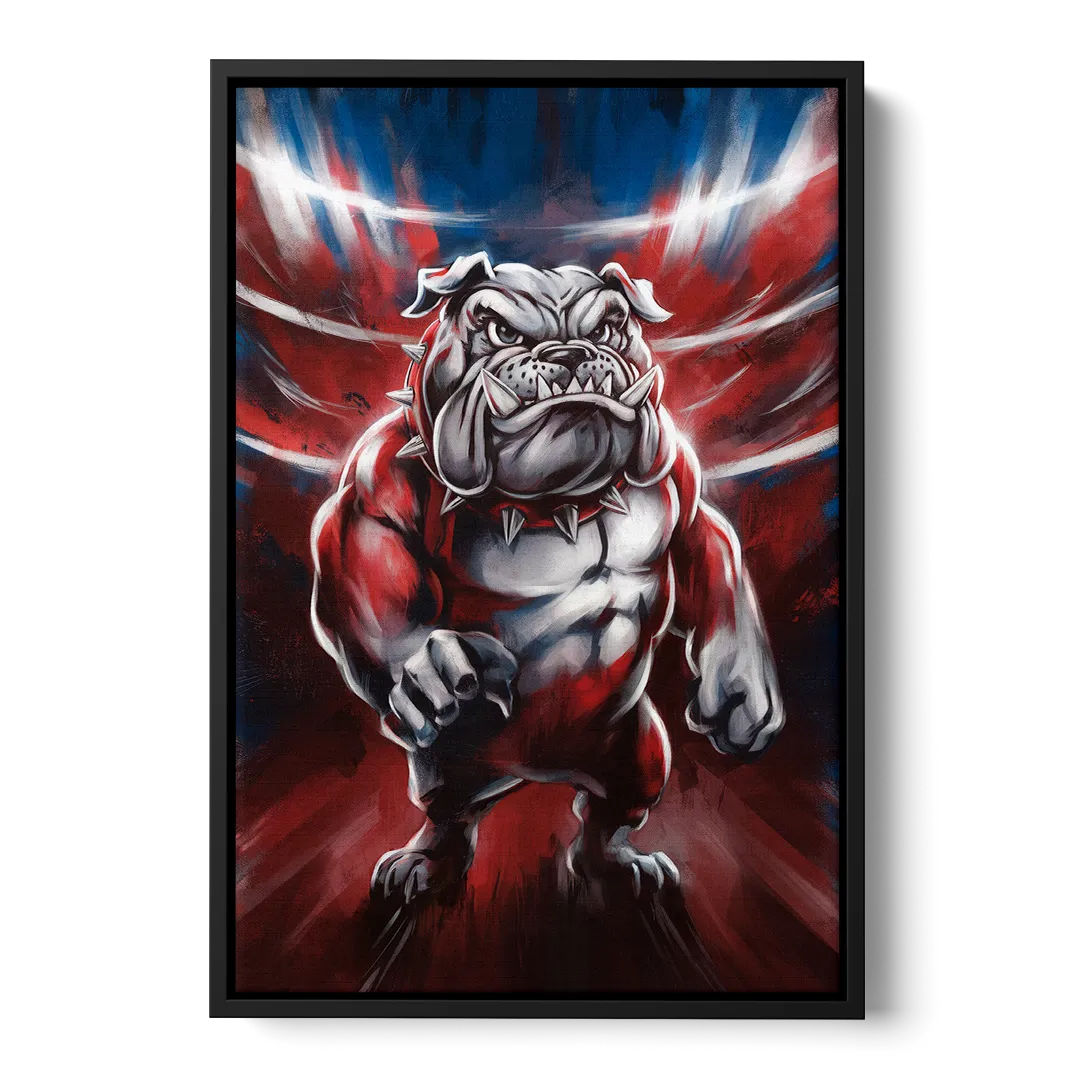 Fresno Bulldogs Legacy Front - Black Canvas Wall Art