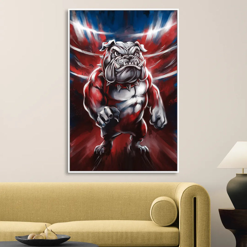 Fresno Bulldogs Legacy Living Room - White Canvas Wall Art