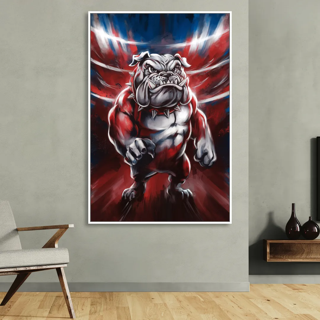 Fresno Bulldogs Legacy Sitting Room - White Canvas Wall Art