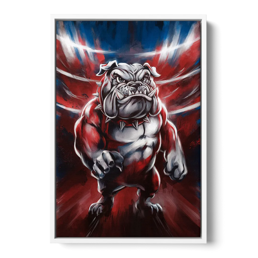 Fresno Bulldogs Legacy Front - White Canvas Wall Art