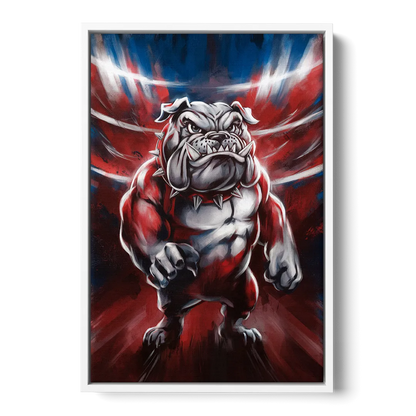 Fresno Bulldogs Legacy Front - White Canvas Wall Art