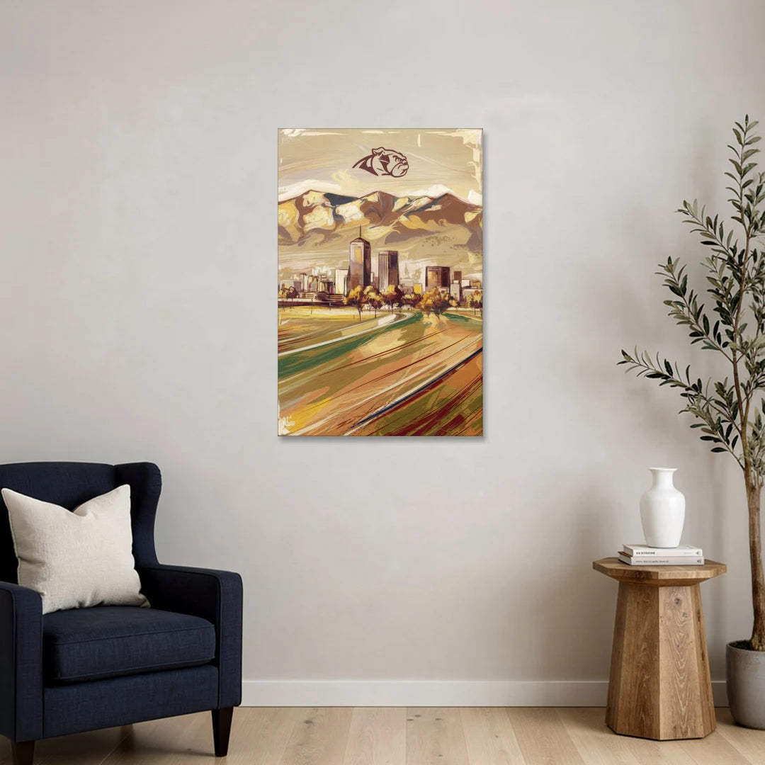 Fresno Cityscape and Team Spirit - Canvas Wall Art - Sofa - 24x36
