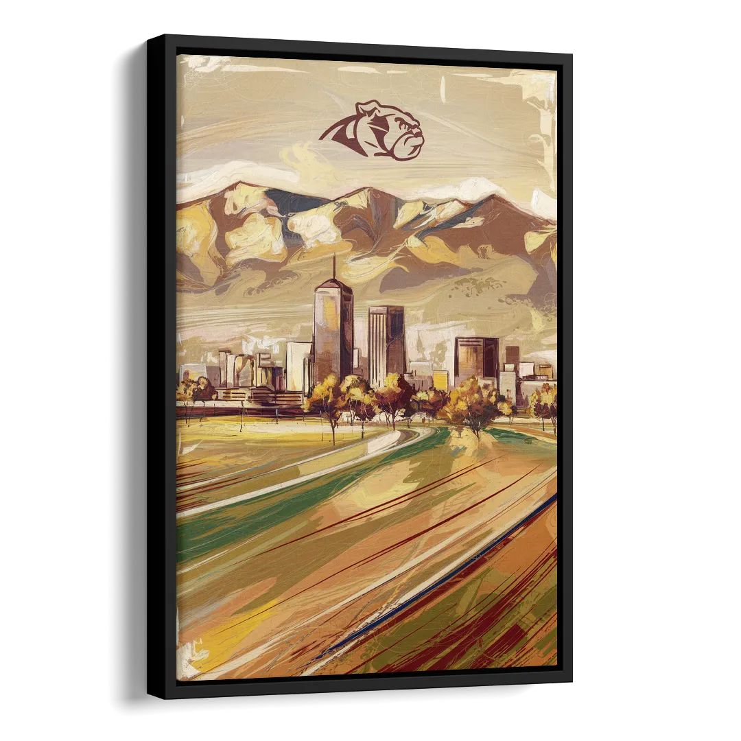 Fresno Cityscape and Team Spirit Side - Black Canvas Wall Art