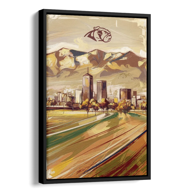 Fresno Cityscape and Team Spirit Side - Black Canvas Wall Art