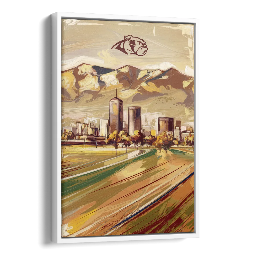 Fresno Cityscape and Team Spirit Side - White Canvas Wall Art