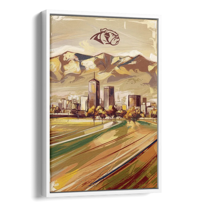 Fresno Cityscape and Team Spirit Side - White Canvas Wall Art