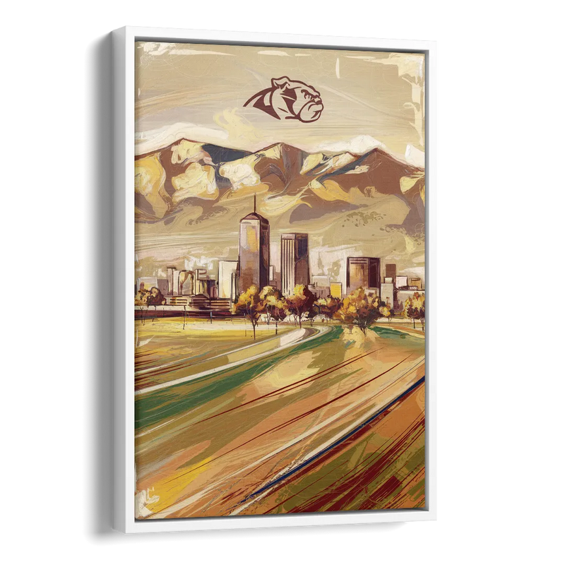 Fresno Cityscape and Team Spirit Side - White Canvas Wall Art