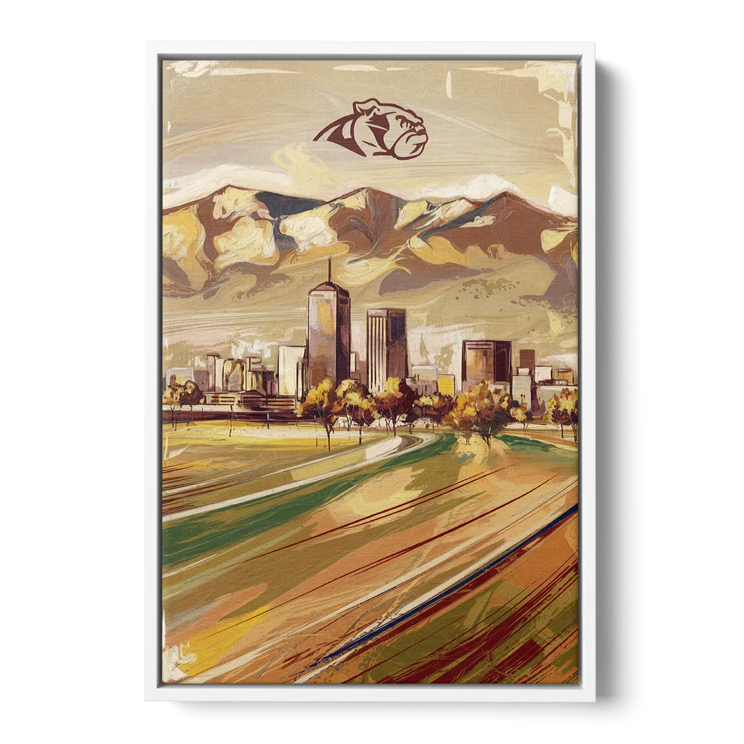 Fresno Cityscape and Team Spirit Front - White Canvas Wall Art