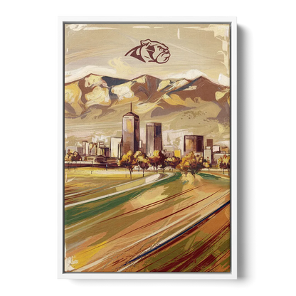 Fresno Cityscape and Team Spirit Front - White Canvas Wall Art