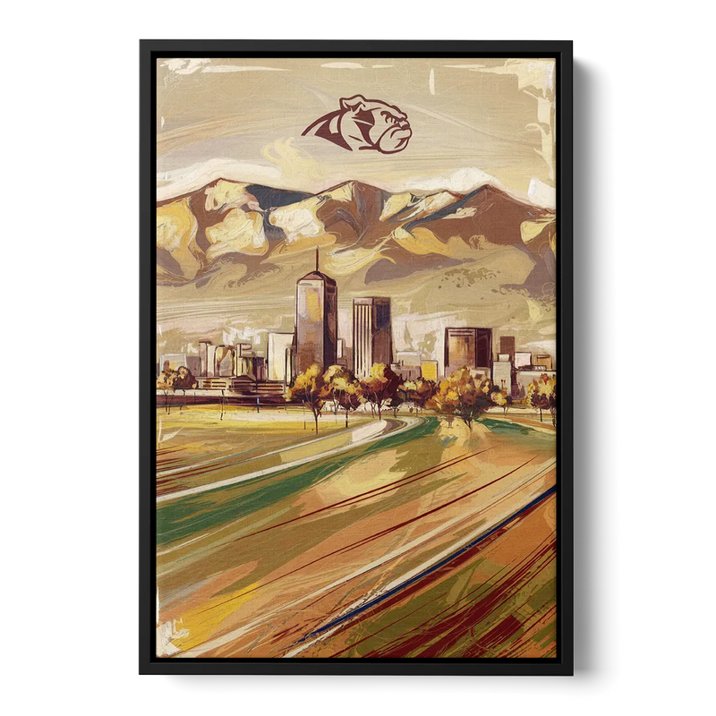 Fresno Cityscape and Team Spirit Front - Black Canvas Wall Art