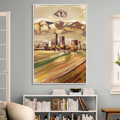 Fresno Cityscape and Team Spirit Sitting Room - White Canvas Wall Art