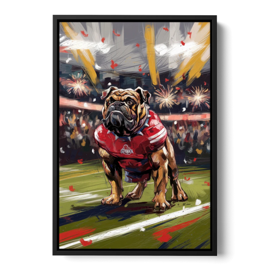 Fresno State Bulldogs Championship Glory - Black Framed Canvas Wall Art - Front