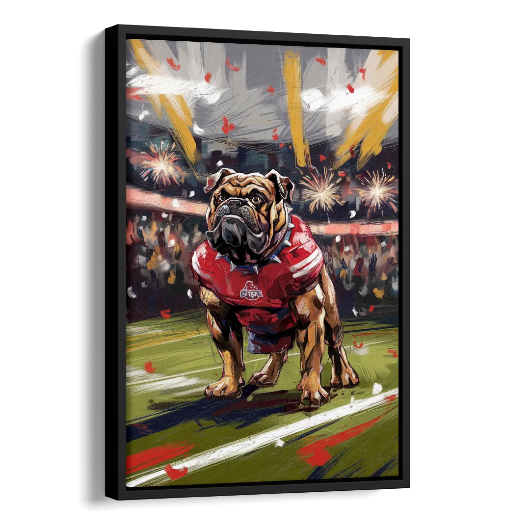 Fresno State Bulldogs Championship Glory Side - Black Canvas Wall Art