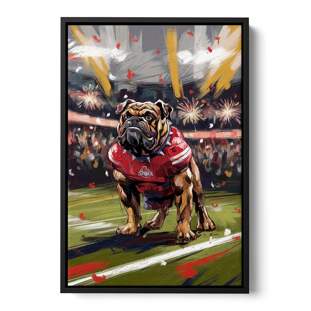 Fresno State Bulldogs Championship Glory Front - Black Canvas Wall Art