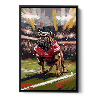 Fresno State Bulldogs Championship Glory Front - Black Canvas Wall Art