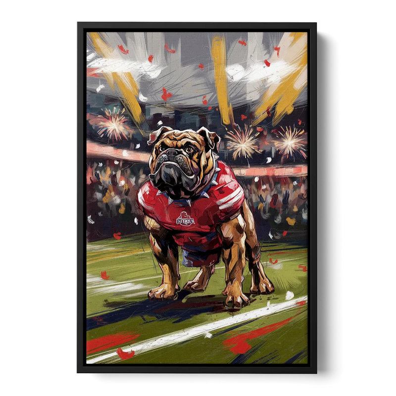 Fresno State Bulldogs Championship Glory Front - Black Canvas Wall Art