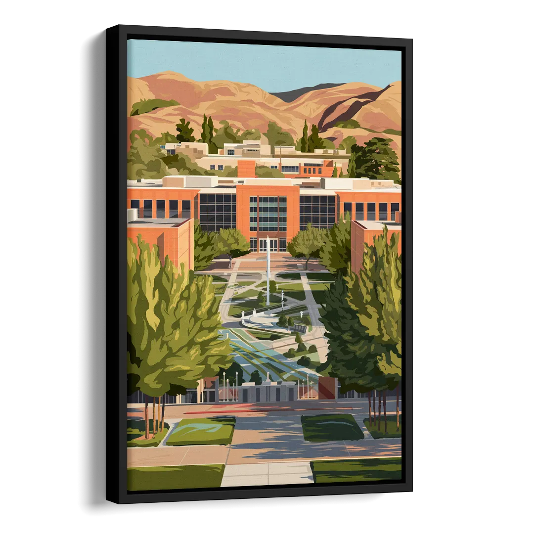Fresno State Campus Vibes Side - Black Canvas Wall Art