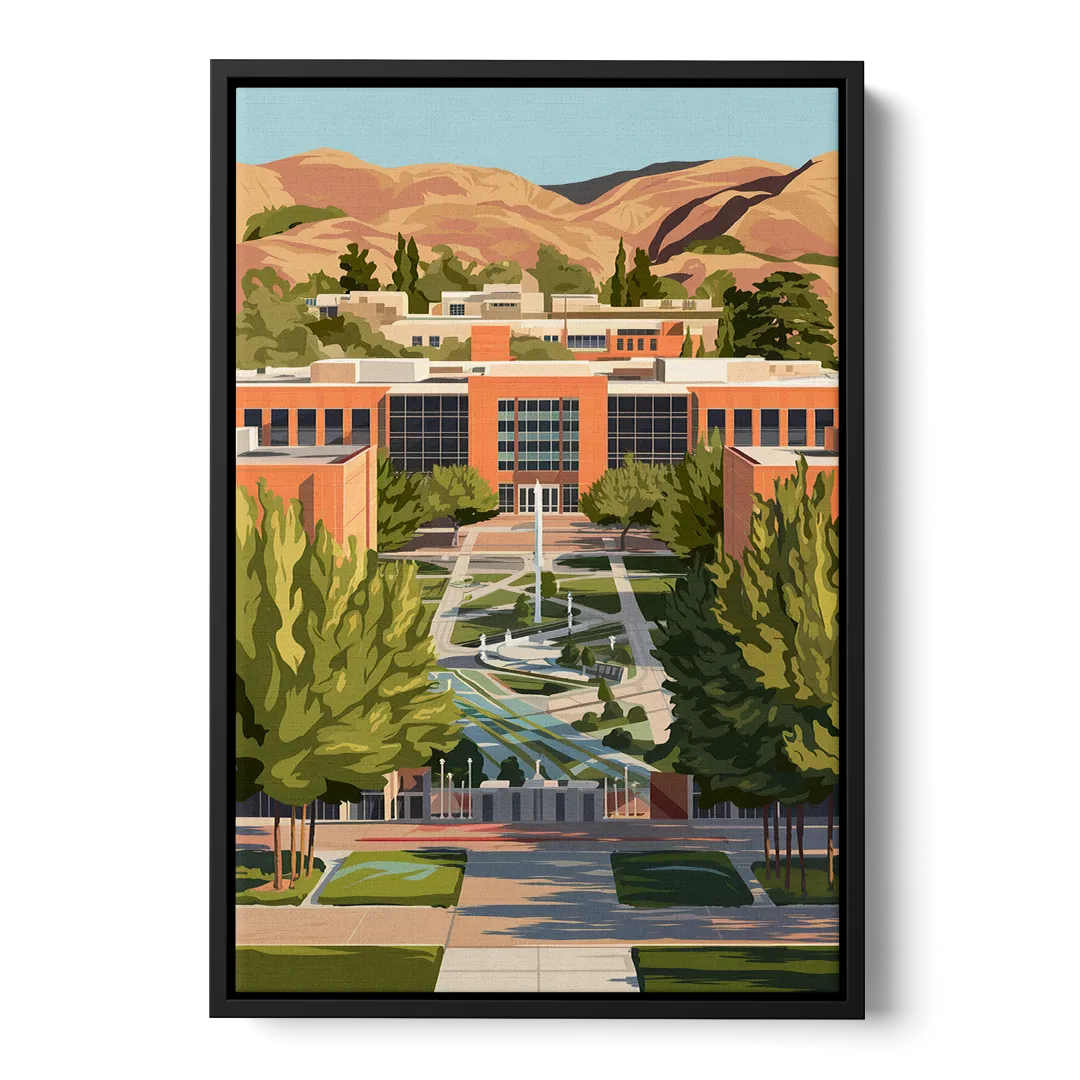 Fresno State Campus Vibes Front - Black Canvas Wall Art