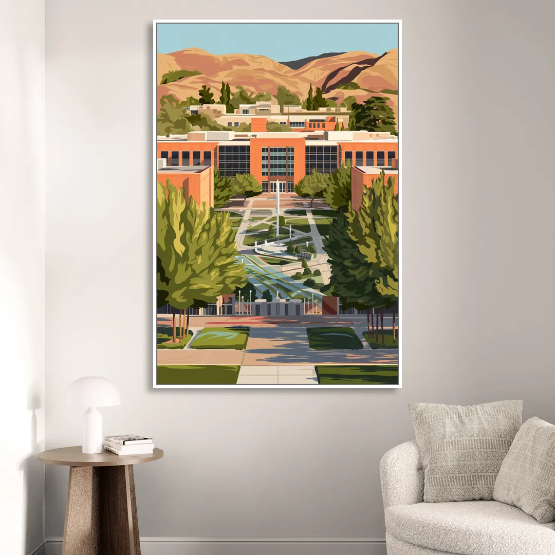Fresno State Campus Vibes Living Room - White Canvas Wall Art