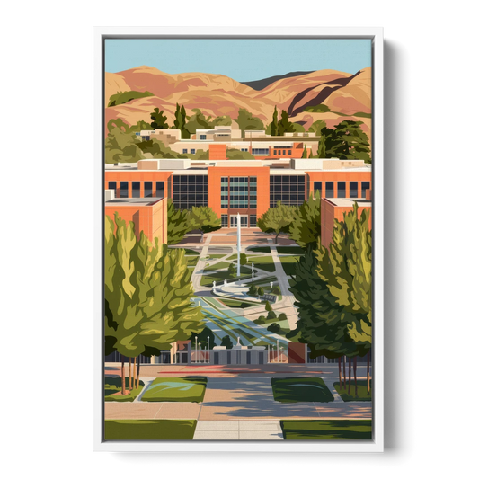 Fresno State Campus Vibes - White Framed Canvas Wall Art - Front