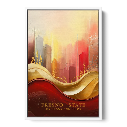 Fresno State Heritage and Pride - White Framed Canvas Wall Art - Front