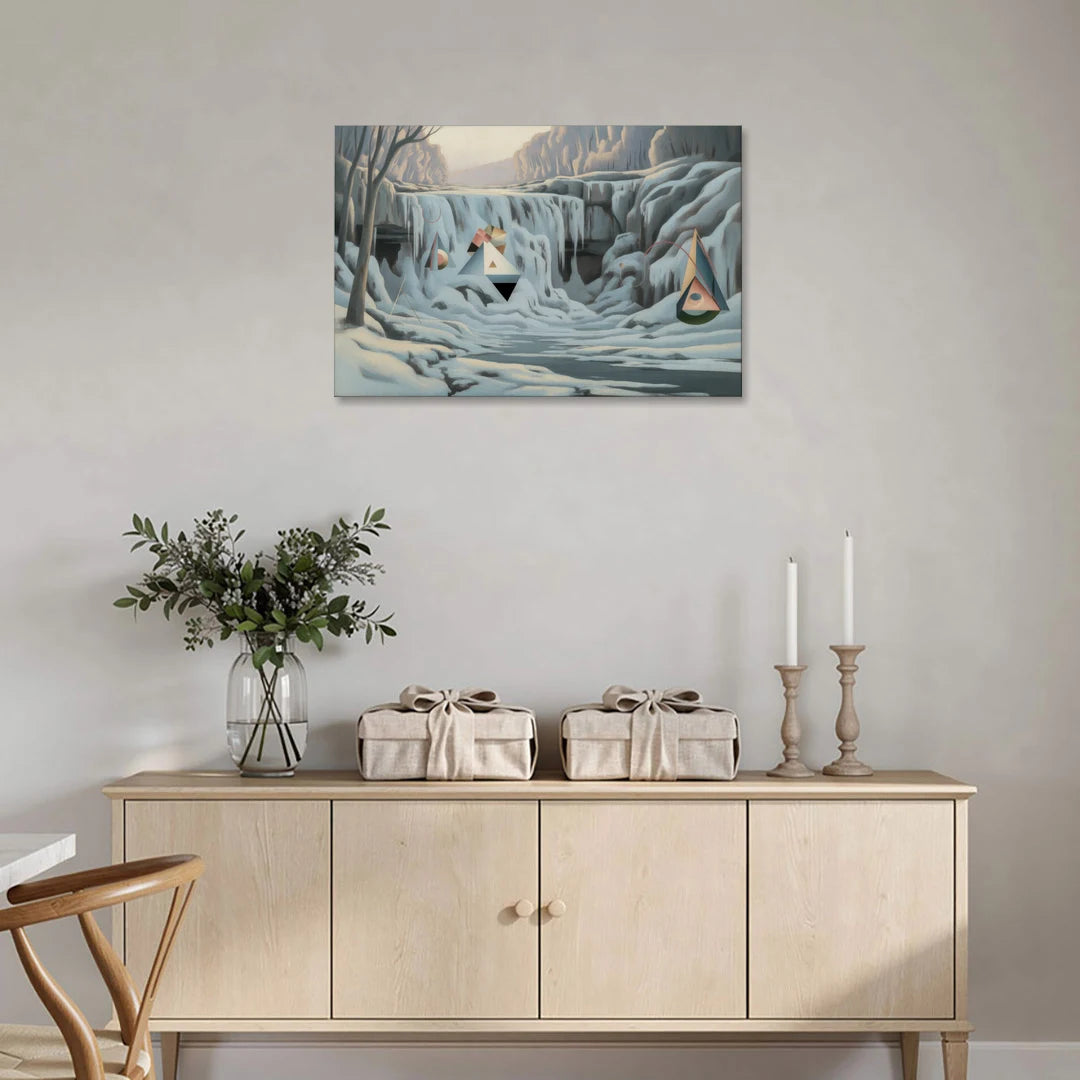 Frozen Falls in Winter - Canvas Wall Art - Coffee Table - 36x24