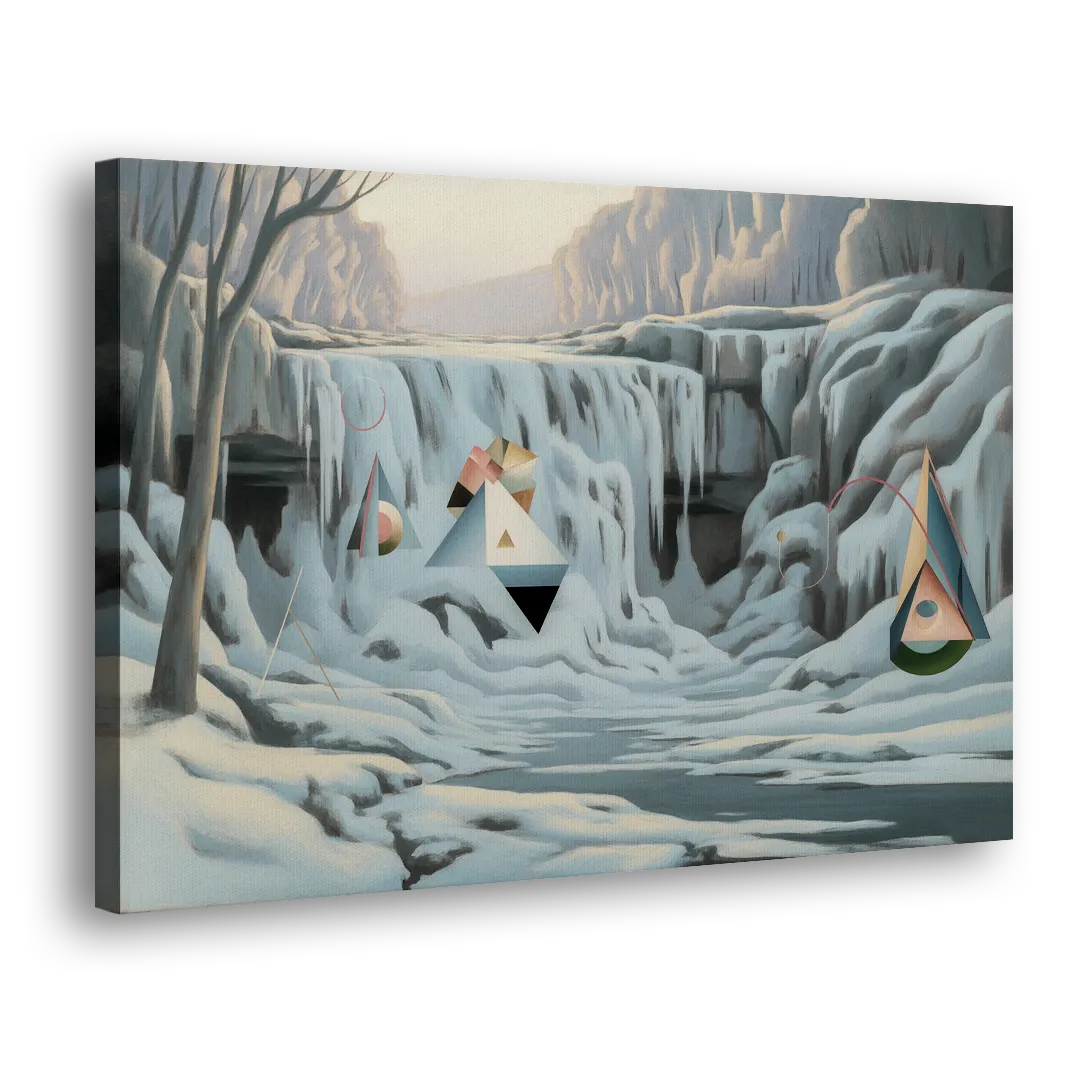 Frozen Falls in Winter Side - Canvas Wall Art