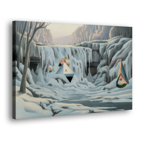 Frozen Falls in Winter Side - Canvas Wall Art