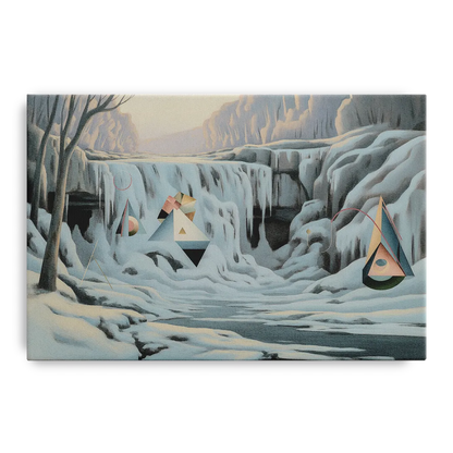 Frozen Falls in Winter Front - Canvas Wall Art