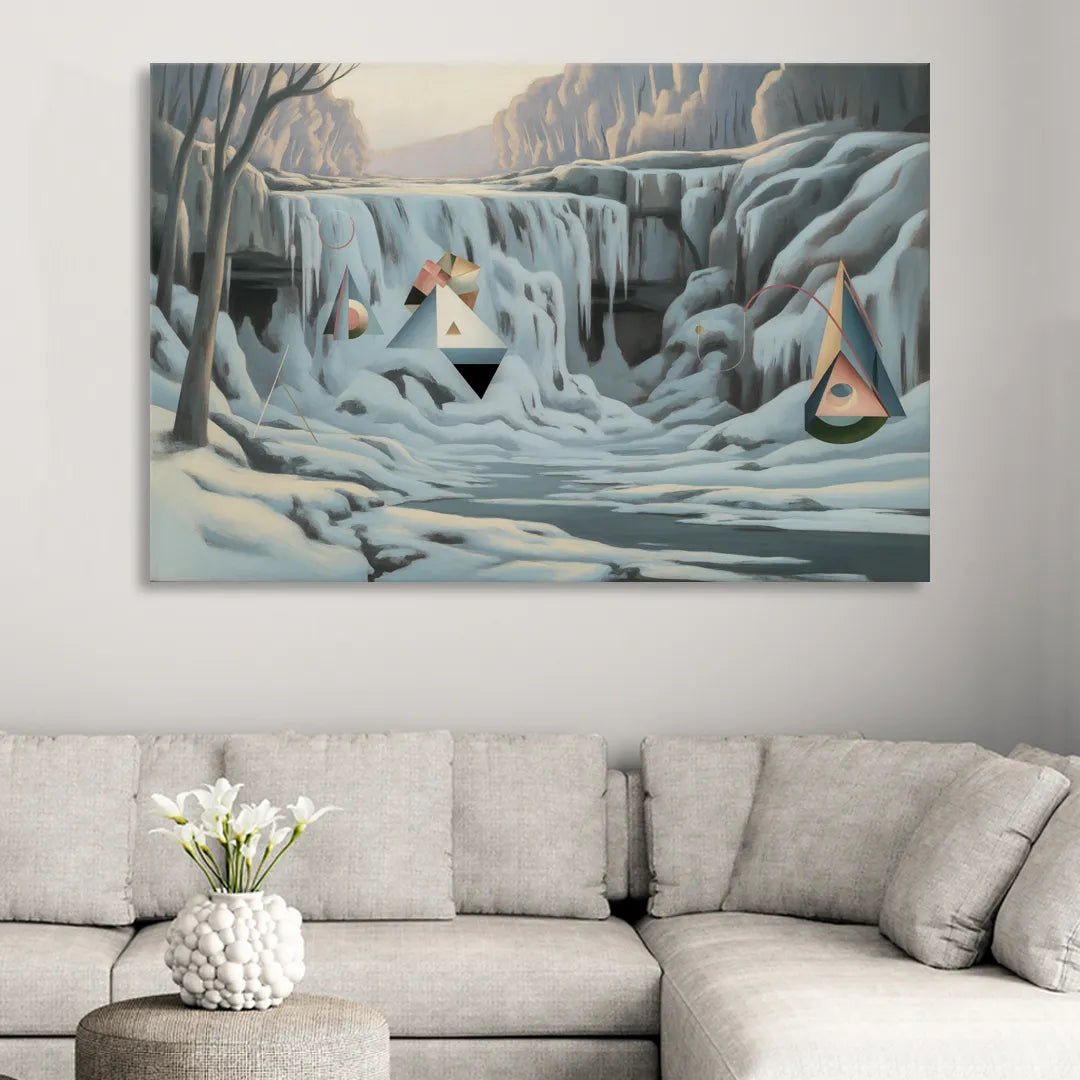 Frozen Falls in Winter Sitting Room - Canvas Wall Art