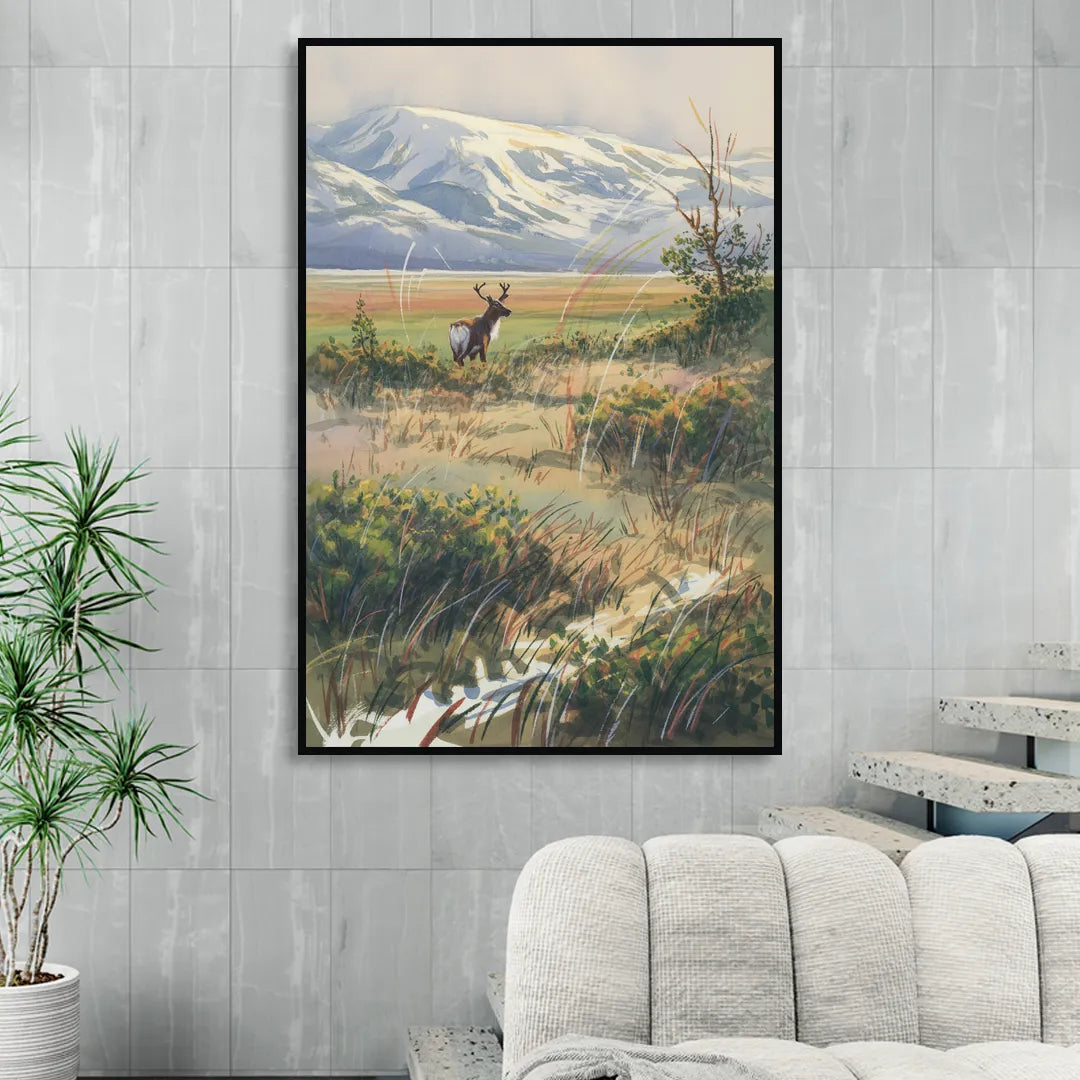 Frozen Tundra Sitting Room - Black Canvas Wall Art