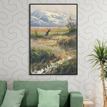 Frozen Tundra Living Room - Black Canvas Wall Art