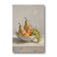 Fruit Bowl Still Life Painting With Pears and Grapes - Canvas Wall Art - Front