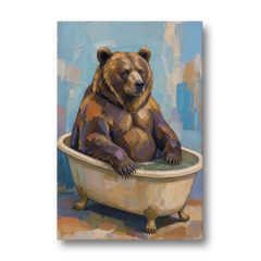 Funny Animal Canvas Art of a Bathing Bear - Canvas Wall Art - Front