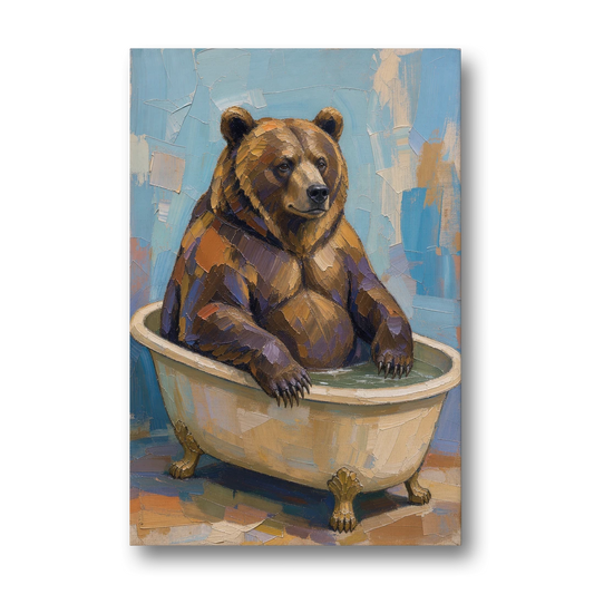 Funny Animal Canvas Art of a Bathing Bear - Canvas Wall Art - Front