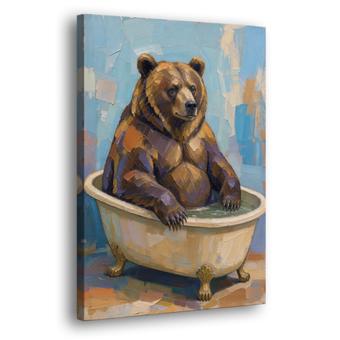 Funny Animal Canvas Art of a Bathing Bear - Canvas Wall Art - Side