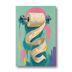 Funny Bathroom Wall Art of an Unspooling Toilet Roll - Canvas Wall Art - Front