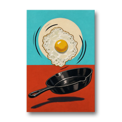 Funny Kitchen Wall Art with a Flipping Fried Egg - Canvas Wall Art - Front