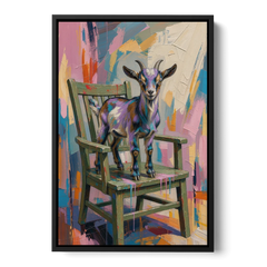 Funny Wall Art for the Living Room Goat Throne - Black Framed Canvas Wall Art - Front