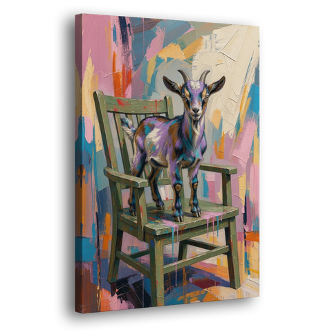 Funny Wall Art for the Living Room Goat Throne - Canvas Wall Art - Side