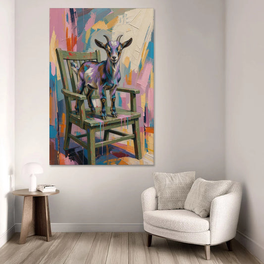 Funny Wall Art for the Living Room Goat Throne - Canvas Wall Art - Sofa - 40x60