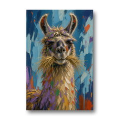 Funny Wall Decor Llama With a Hay Moustache - Canvas Wall Art - Front