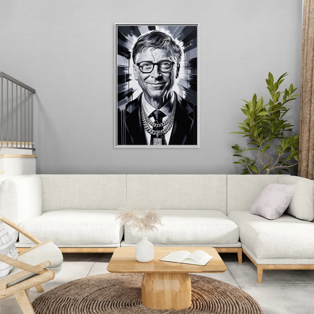 Future Code - Living Room White Frame Canvas